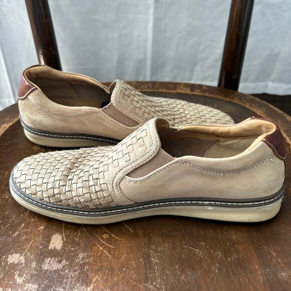 J&M McGuffey Woven Slip On Sheepskin Leather 8 Medium Taupe Style 25-2536 main image 6